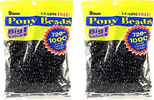 Product Cover Darice 06121-2-04 1000 Count Pony Beads, 9mm, Opaque Black (2 packs)