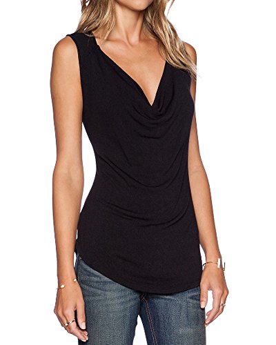 Product Cover Sarin Mathews Women's V Neck Ruched Sleeveless Sexy Blouse Stretch Tank Tops