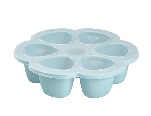 Product Cover BEABA Silicone Multiportions Baby Food Tray, Oven Safe, Made in Italy, Sky, 3 oz