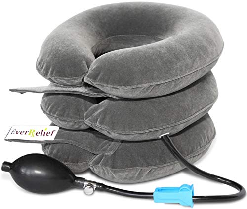 Product Cover Cervical Neck Traction Device by EverRelief - Inflatable & Adjustable Neck Stretcher Collar - at Home Traction for Neck Pain Relief
