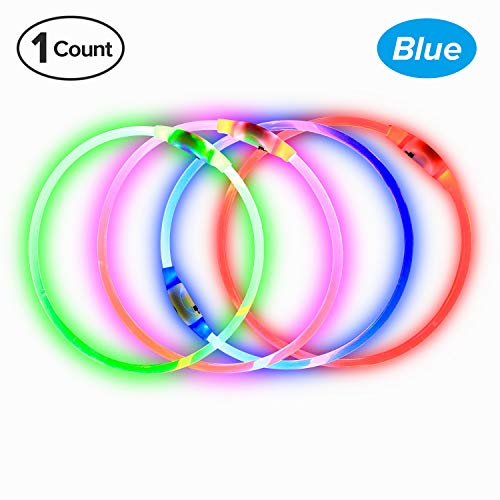 Product Cover BSEEN LED Dog Collar, USB Rechargeable, Glowing pet Dog Collar for Night Safety, Fashion Light up Collar for Small Medium Large Dogs (Royal Blue)