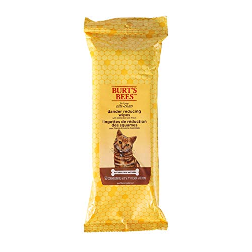 Product Cover Burt's Bees For Cats Natural Dander Reducing Wipes | Kitten and Cat Wipes For Grooming, 50 Count