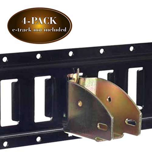 Product Cover 4 E-Track Wood Beam End Socket Shelf Brackets w/E Track Fittings, for 2x4 & 2x6 in Truck, Trailer, Van, RV, Cargo Tie-Down Systems, ETrack Tiedowns for Custom Load Bar, Handmade Cabinet, Shelves