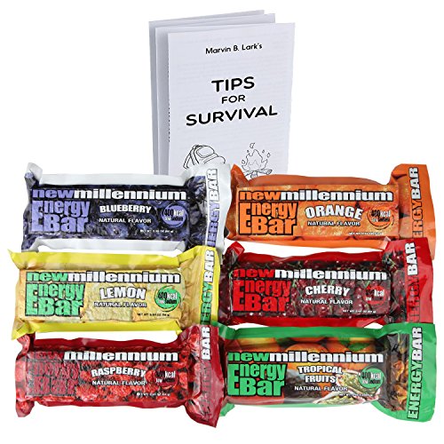 Product Cover S.O.S. Food Labs Millennium Assorted Energy Bars (6 Count) - Long Shelf Life Fruit Flavored Bar Bundle - Survival Pack for Calamity, Disaster, Hiking and Meal Replacement - with Emergency Guide