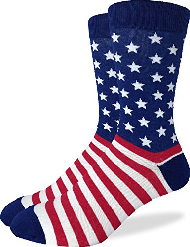 Product Cover Good Luck Sock Men's American Flag Crew Socks,Large (Shoe size 7-12),Blue