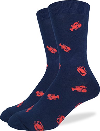 Product Cover Good Luck Sock Men's Lobsters & Crabs Crew Socks,Large (Shoe size 7-12),Blue