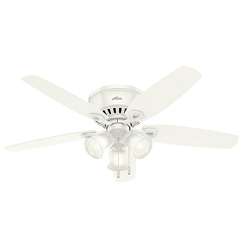 Product Cover Hunter Indoor Low Profile Ceiling Fan, with pull chain control - Builder 52 inch, White, 53326