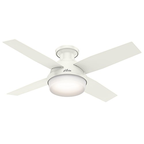 Product Cover Hunter Indoor Low Profile Ceiling Fan with LED Light and remote control - Dempsey 44 inch, White, 59244