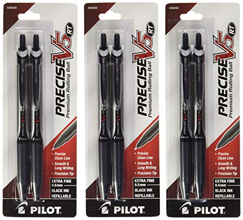 Product Cover Pilot Precise V5 RT Retractable Rolling Ball Pens, Extra Fine Point, Black Ink, 6 Pens
