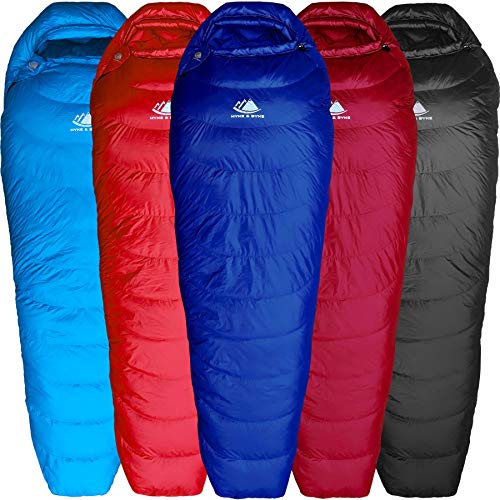 Product Cover Hyke & Byke Shavano 32 Degree F 650 Fill Power Hydrophobic Down Sleeping Bag with ClusterLoft Base - Ultra Lightweight Men's and Women's Mummy Bag Designed for Summer Backpacking