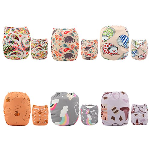 Product Cover ALVABABY Pocket Cloth Diapers Reusable Washable Adjustable for Baby Boys and Girls,6 Pack with 12 Inserts 6DM27
