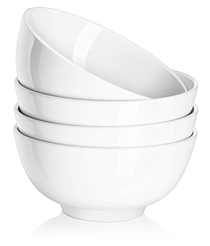 Product Cover DOWAN 22 Ounces Porcelain Soup Bowls, Cereal Bowls, 4 Packs, White