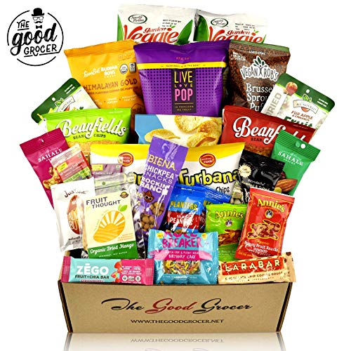 Product Cover GLUTEN FREE and VEGAN Healthy Snacks Care Package (28 Ct): Plant-Based Snacks, Bars, Chips, Crispy Fruit, Nuts Trail Mix, Gift Box Sampler, Office Variety, College Student Care Package, Gift Basket