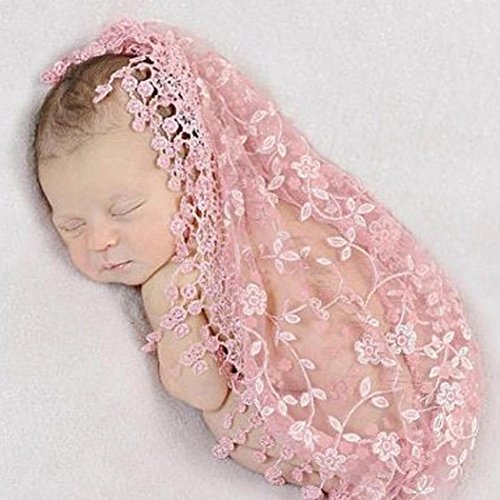 Product Cover FUA® Newborn Photo Props *14 Colors to Choose From* Floral Lace Layers (Pink)