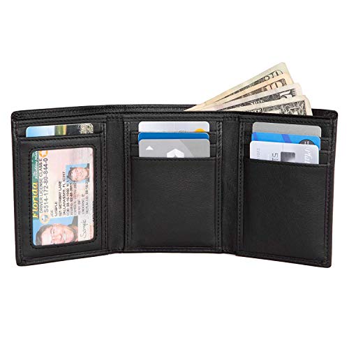 Product Cover Extra Capacity Trifold Wallet for Men - RFID Blocking Genuine Leather Wallet