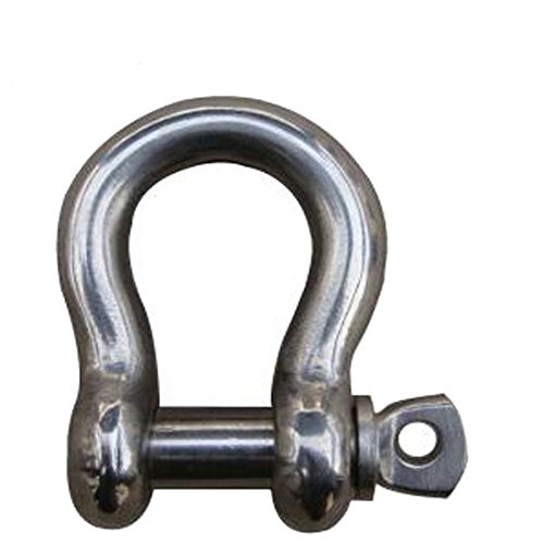 Product Cover MarineNow US Type 316 Stainless Steel Bow Shackle with Over Size Screw Pin for Anchor, Towing, Off Road Recovery (1/4