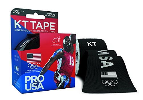 Product Cover KT TAPE PRO Synthetic Kinesiology Sports Tape, Water Resistant and Breathable, 20 Precut 10 Inch Strips, Team USA Olympic Edition, Black (Packaging may vary)
