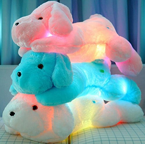 Product Cover Wewill Creative Night Light LED Stuffed Animals Lovely Dog Glow Plush Toys Gifts for Kids 18-Inch (Pink)