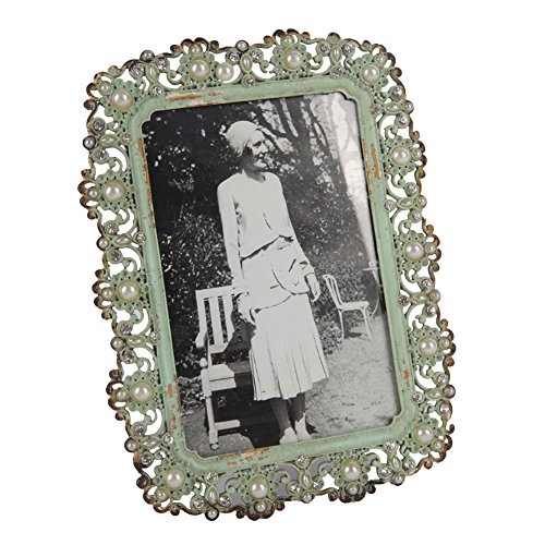 Product Cover NIKKY HOME Decorative Vintage Metal Pearl 4 by 6 Inch Photo Frame Antique Green