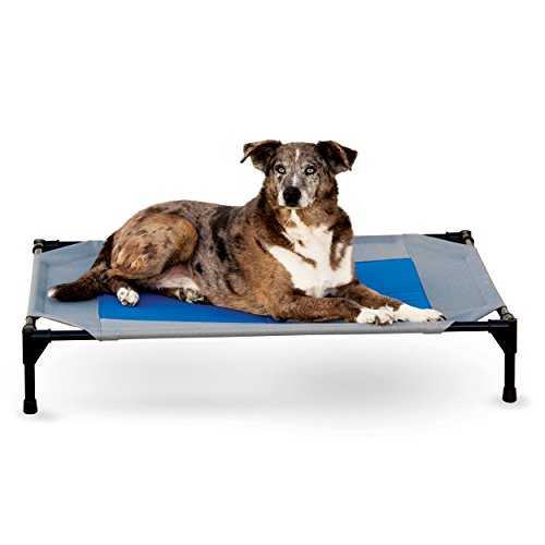 Product Cover K&H Pet Products Coolin' Pet Cot Elevated Pet Bed Large Gray/Blue 30