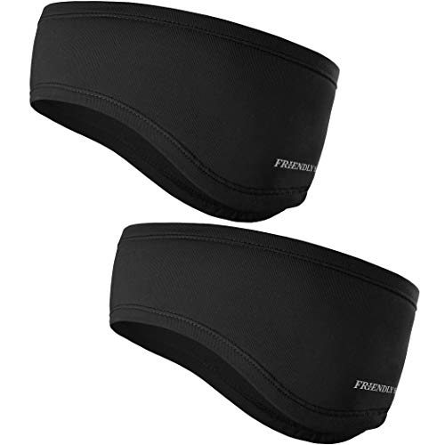 Product Cover The Friendly Swede Running Headband Ear Warmer - 2-Pack, Sports Headband for Outdoors, Running, Cycling, Hiking - Ideal as Liner Under Helmets (Black)