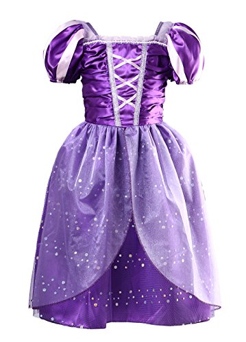 Product Cover Little Girls Princess Rapunzel Dress Costume (Purple, 120cm for 4-5 Years)