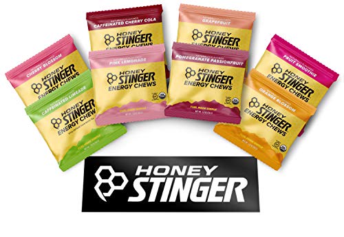 Product Cover Honey Stinger Organic Energy Chews - Variety Pack - 8 Count - Cherry Blossom, Lime-Aid, Cherry Cola, Fruit Smoothie, Orange Blossom, Pink Lemonade, Pomegranate Passionfruit & Grapefruit - Plus Sticker