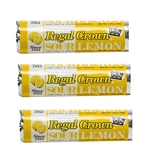 Product Cover Regal Crown Hard Candy 3 Pack - Sour Lemon Flavor - Individually Wrapped