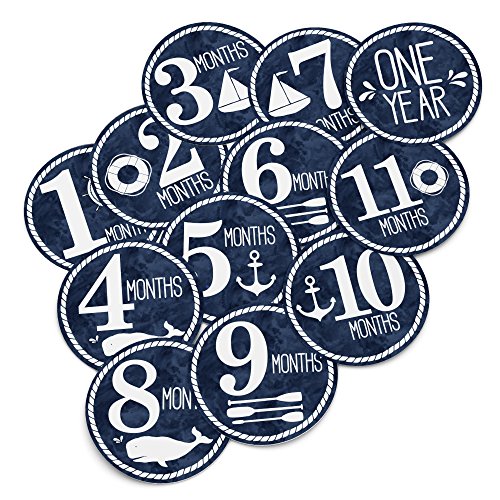 Product Cover Baby Monthly Stickers - Nautical Milestone Month Sticker for Onesie or Scrapbook - Twelve  4