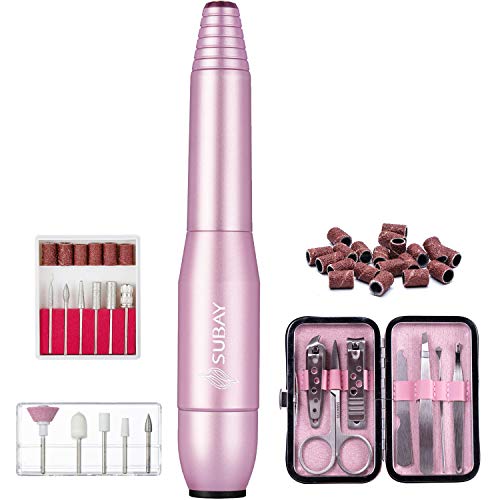 Product Cover 11 in 1 Electric Nail Drill Set,Professional Portable Handpiece File Grinder Manicure Pedicure Tools with Nail Polish Clippers Kit, 20PCS Nail Sand Bands for Acrylic Gel Nails UL Certificate Adapter