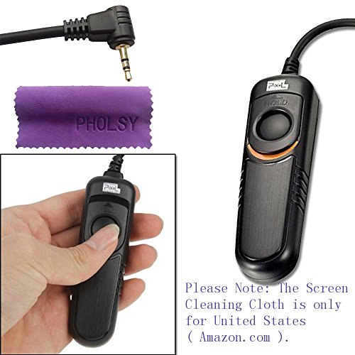 Product Cover Pixel Remote Shutter Cable E3 for Canon, Pentax, Samsung, Contax, Sigma, Hassleblad Cameras with Pholsy Screen Cleaning Cloth, Replaces Canon RS-60E3