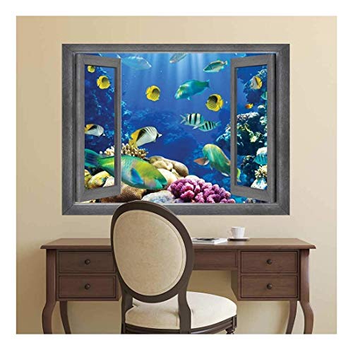 Product Cover wall26 - Open Window Creative Wall Decor - Underwater World - Wall Mural, Removable Sticker, Home Decor - 36x48 inches