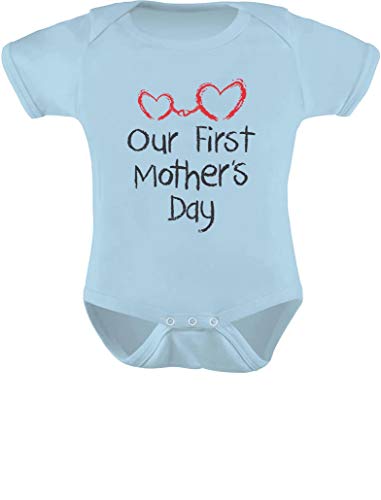 Product Cover Our First Mother's Day - Mommy and Me Cute Infant Baby Bodysuit 6M Aqua