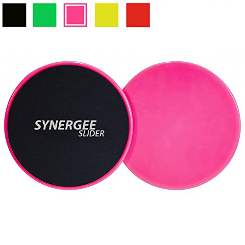 Product Cover iheartsynergee Power Pink Core Sliders. Dual Sided Use on Carpet or Hardwood Floors. Abdominal Exercise Equipment