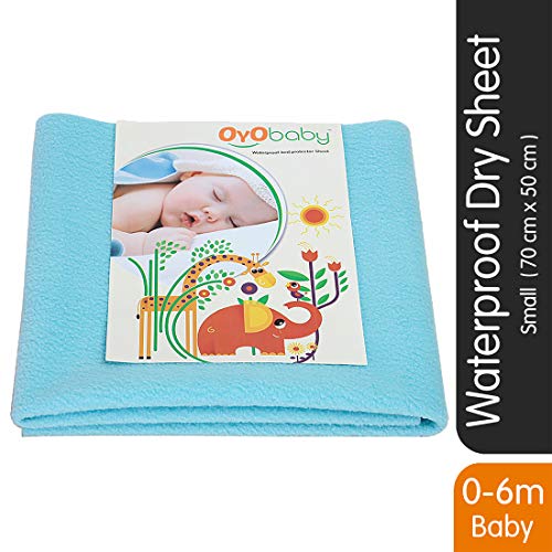 Product Cover OYO BABY - 100% Waterproof Mattress Protector / Hypoallergenic / Anti-slip / Crib Sheets / Pads / Absorbent Sheet / Diaper changing pad cover / liners (Small - ( 70cm X 50cm), Sea Blue)