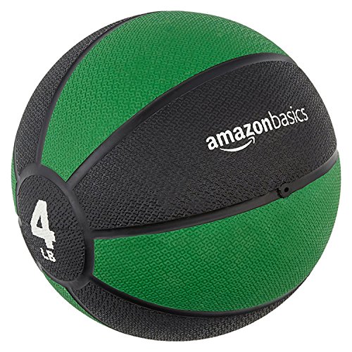 Product Cover AmazonBasics Workout Fitness Exercise Weighted Medicine Ball - 4 Pounds, Green and Black