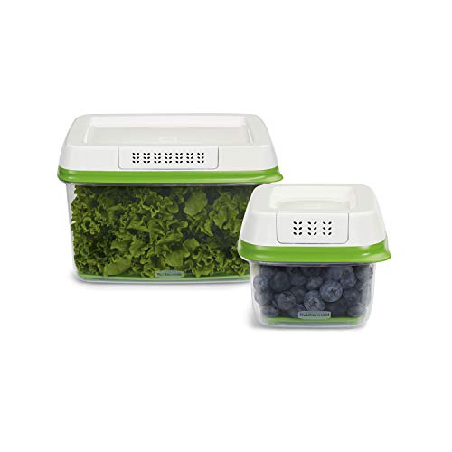 Product Cover Rubbermaid 1920521 FreshWorks Produce Saver Food Storage Containers, 2-Piece Set, Green