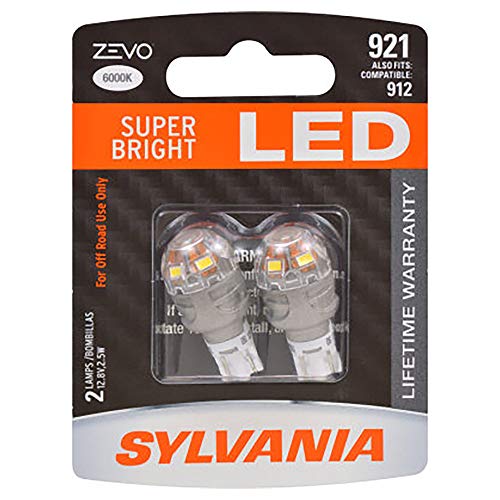 Product Cover SYLVANIA - 921 T-16 W16W ZEVO LED White Bulb - Bright LED Bulb, Ideal for Interior Lighting - Map, Dome, Trunk, Cargo and License Plate (Contains 2 Bulbs)