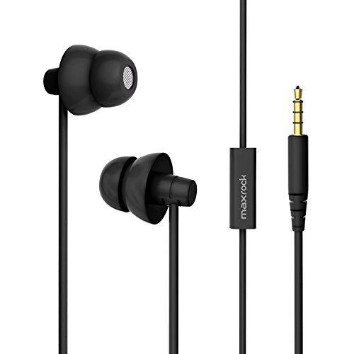 Product Cover MAXROCK MINi5 Comfort-fit Headphones with Mic Wired Cellphone Earbuds with 3.5mm Jack (Black)