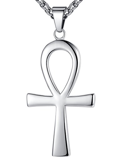 Product Cover Men's Stainless Steel Large Coptic Ankh Cross Religious Pendant Necklace, 24