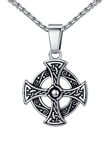 Product Cover Aoiy Stainless Steel Celtic Cross Irish Knot Pendant Necklace, Unisex, 21