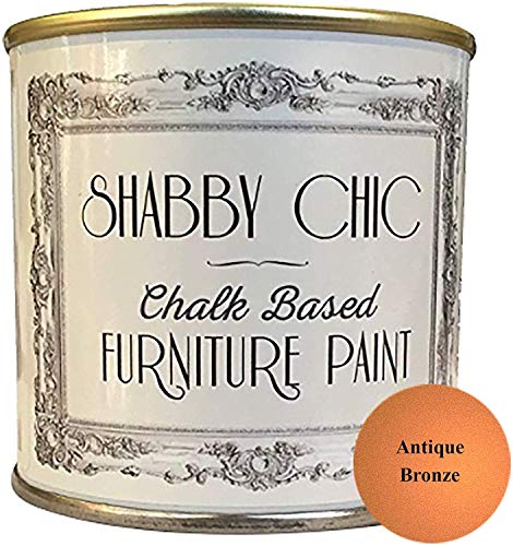 Product Cover Shabby Chic Chalk Based Furniture Paint - Antique Bronze 250ml - Chalked, Use on Wood, Stone, Brick, Metal , Plaster or Plastic, No Primer Needed, Made in the UK
