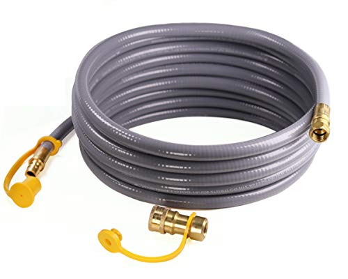 Product Cover DOZYANT 12 Feet 3/8 inch ID Natural Gas Grill Hose with Quick Connect Propane Gas Hose Assembly for Low Pressure Appliance -3/8 Female Pipe Thread x 3/8 Male Flare Quick Disconnect - CSA Certified