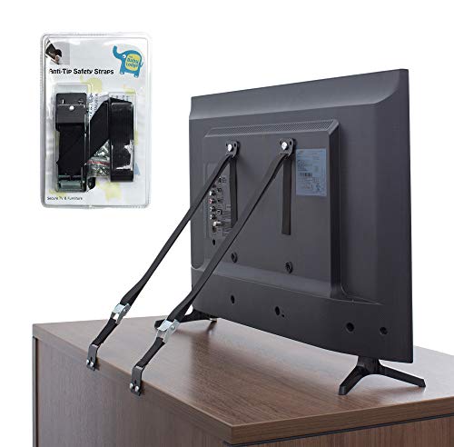 Product Cover The Baby Lodge TV and Furniture Anti Tip Straps - Safety Furniture Wall Anchors for Baby Proofing Flat Screen TV, Dresser, Bookcase, Cabinets, and More - All Metal, No Plastic Parts (2 Pack, Black)
