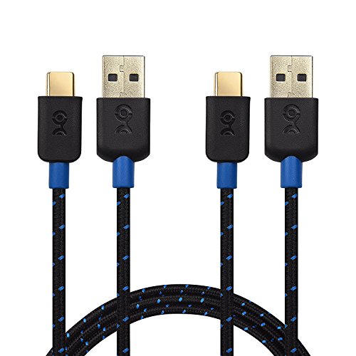 Product Cover Cable Matters 2-Pack USB-C Cable (USB A to USB C Cable, USB C to USB Cable) with Braided Jacket in Black 3.3 Feet for Samsung Galaxy S9, S8, Note 8, LG G6, V30, Nintendo Switch, Google Pixel and More