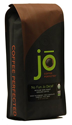 Product Cover NO FUN JO DECAF: 12 oz, Organic Decaf Ground Coffee, Swiss Water Process, Fair Trade Certified, Medium Dark Roast, 100% Arabica Coffee, USDA Certified Organic, NON-GMO, Chemical Free Gluten Free Decaf