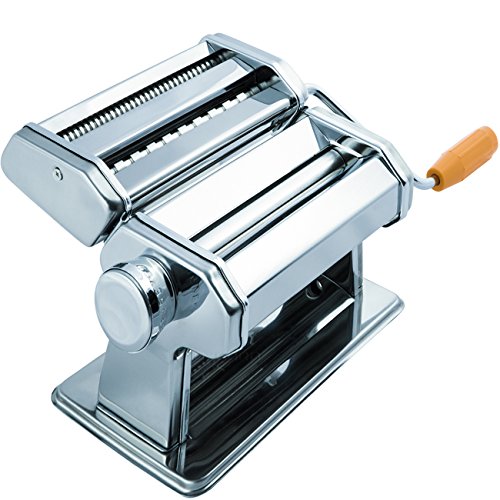 Product Cover Pasta Maker Machine Hand Crank - Roller Cutter Noodle Makers Best for Homemade Noodles Spaghetti Fresh Dough Making Tools Rolling Press Kit - Stainless Steel Kitchen Accessories Manual Machines