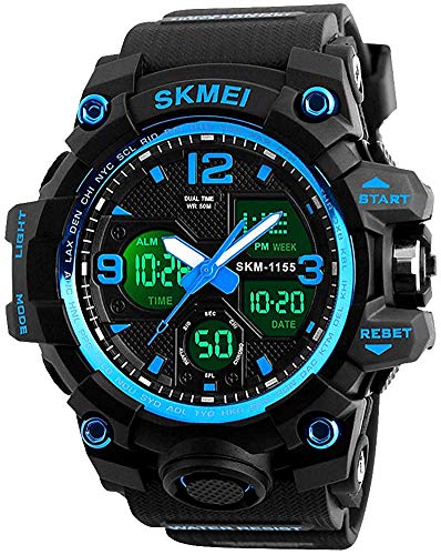 Product Cover Gosasa Big Dial Digital Watch S Shock Men Military Army Watch Water Resistant LED Sports Watches (Blue)