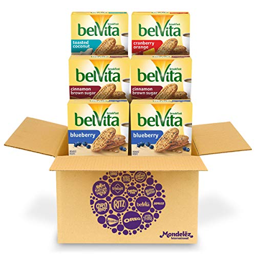 Product Cover belVita Breakfast Biscuits Variety Pack, 4 Flavors, 6 Boxes of 5 Packs (4 Biscuits Per Pack)