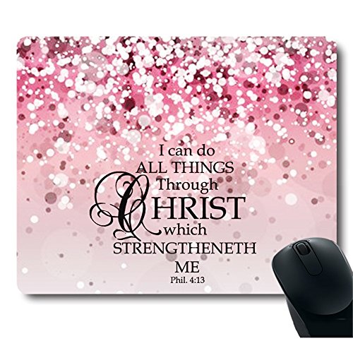 Product Cover Custom Bible Verse Pink Sparkles Glitter Pattern Design Mouse Pad